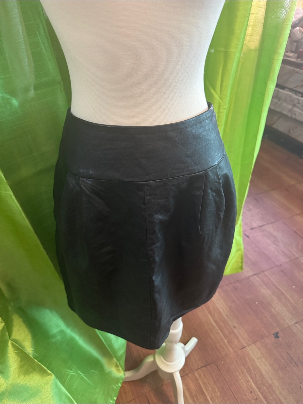 Classic Black Leather Mini Skirt